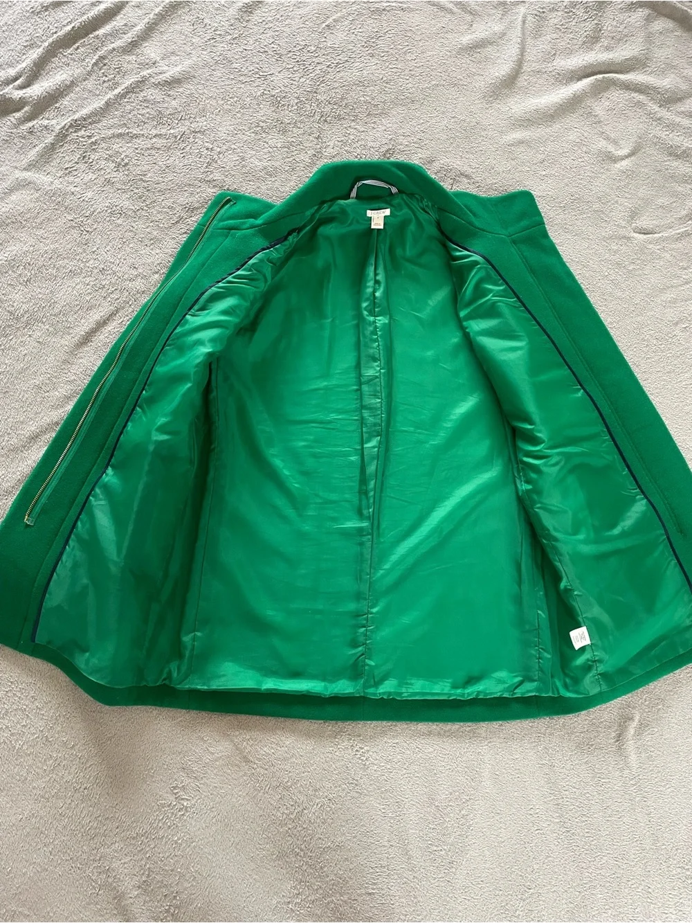 J. Crew Wool Blend Funnel Neck Kelly Green City Coat Size 8 Old Money Preppy - Picture 5 of 10